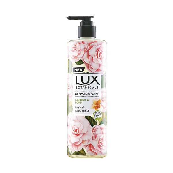 Lux Botanicals Glowing Skin Body Wash with Gardenia & Honey Extracts for Women, 100% Natural Extracts, Moisturizing & Gentle Shower Gel for Smooth & Nourished Skin, Floral Fragrance, No Parabens, 450 ml