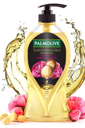 Palmolive Luminous Oil Invigorating Body Wash For Women & Men, 750Ml Pump Bottle, 100% Natural Macadamia Oil & Peony Extracts For Everyday Freshness, Ph Balanced Bodywash Shower Gel