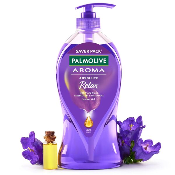 Palmolive Aroma Absolute Relax Body Wash For Women & Men, 750Ml Shower Gel Single Pump Bottle, 100% Natural Ylang Ylang Essential Oil & Iris For A...