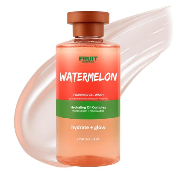 Fruit Essentials Watermelon Foaming Gel Wash | Hydrating Oil Complex with Watermelon & Niacinamide | Deep Hydration & Antioxidant Properties | 250ml (Pack Of 1)