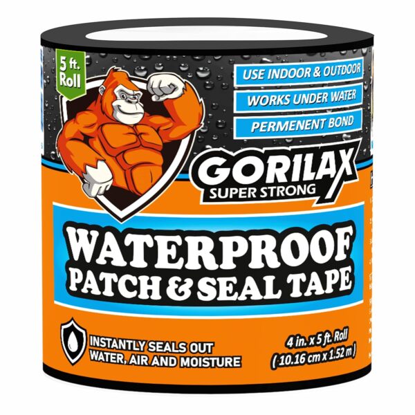 Gorilax Strong Leakage Repair Waterproof Tape | Adhesive Sealant Aluminum Butyl Tape | Instantly Stops Leakages Permanent Repair for Roof Leaks, Surface Crack, Water Tank, Etc... (4 inches x 5 feet)