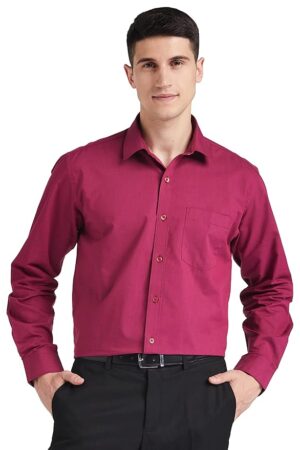 Amazon Brand - Symbol Men's Solid Cotton Rich Formal Shirt | Plain | Full Sleeve-Regular Fit (Available in Plus Size and Combo Pack of 2)