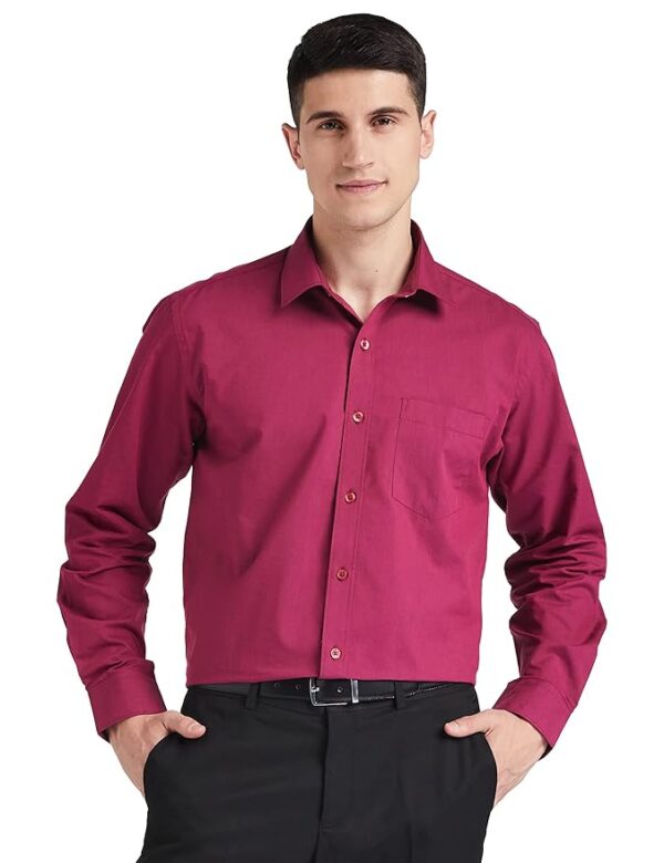 Amazon Brand - Symbol Men's Solid Cotton Rich Formal Shirt | Plain | Full Sleeve-Regular Fit (Available in Plus Size and Combo Pack of 2)