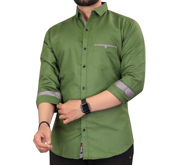 Colebrook Men's Solid Relaxed Fit Cotton Shirt | Casual | Plain | Full Sleeve | Stylish Mens Shirt | Summer-Regular Fit Shirt Spread Collar with Pocket & Full Sleeves